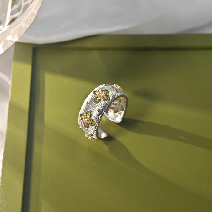 Wholesale Openwork four-leaf clover diamond bracelet rings set