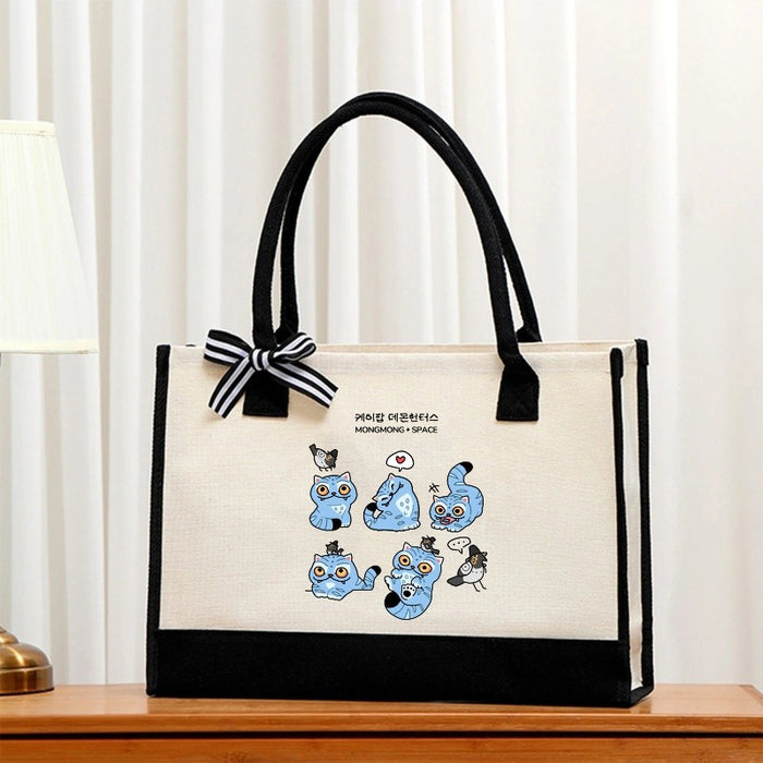 Wholesale Cartoon Print  Canvas Bag  Convenient Handheld Tote Bag