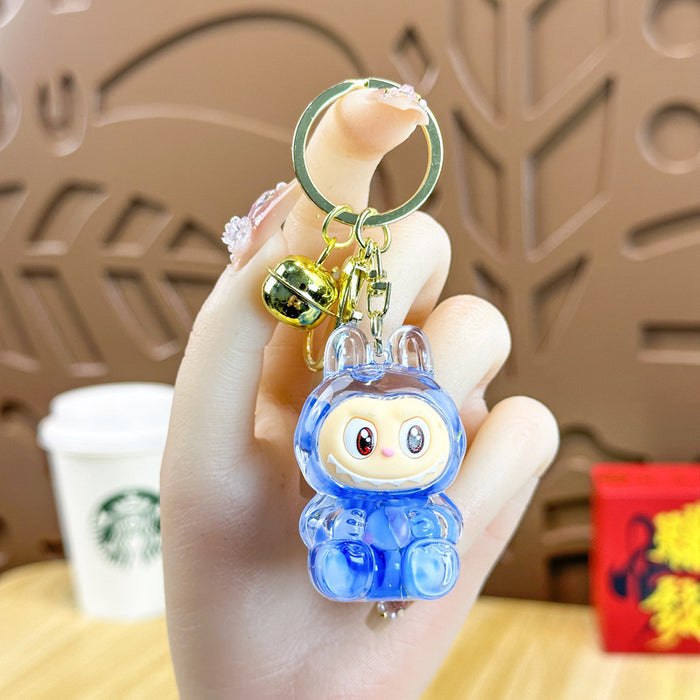 Wholesale Acrylic Bunny Quicksand Keychain Luminous Flashing Cute Doll Bag Gift Keychain