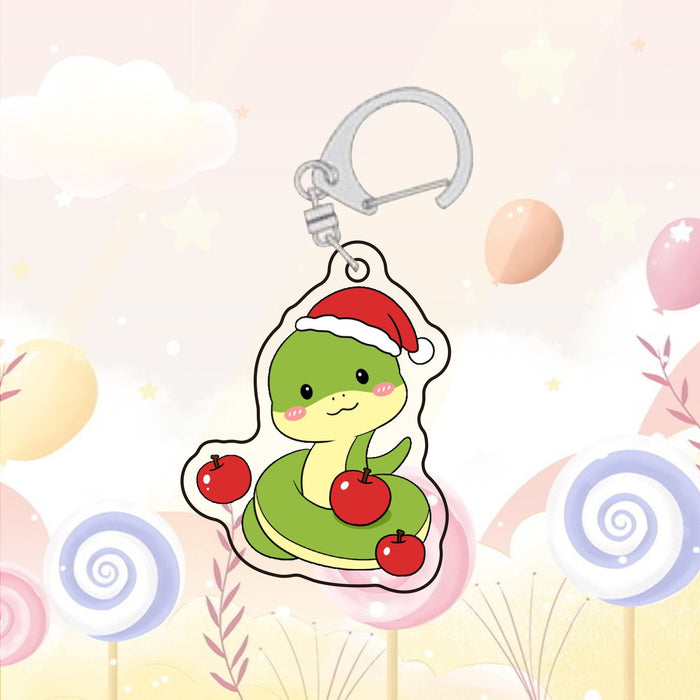 Wholesale Cartoon Cute Zodiac Keychain Acrylic Hanging Fruit Animal Bag Decoration Pendant School Bag Accessories Gift