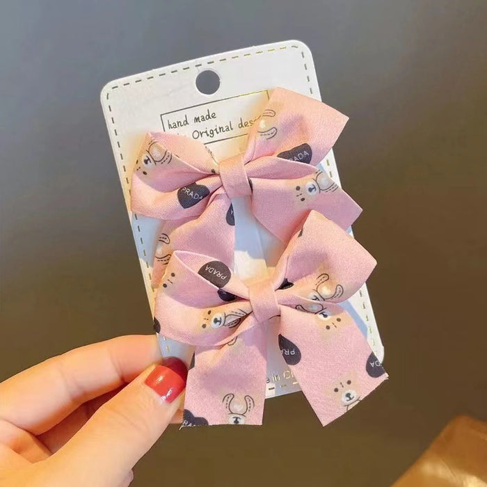 Wholesale Internet Celebrity Milk Curry Color Bear Bow Hairpin