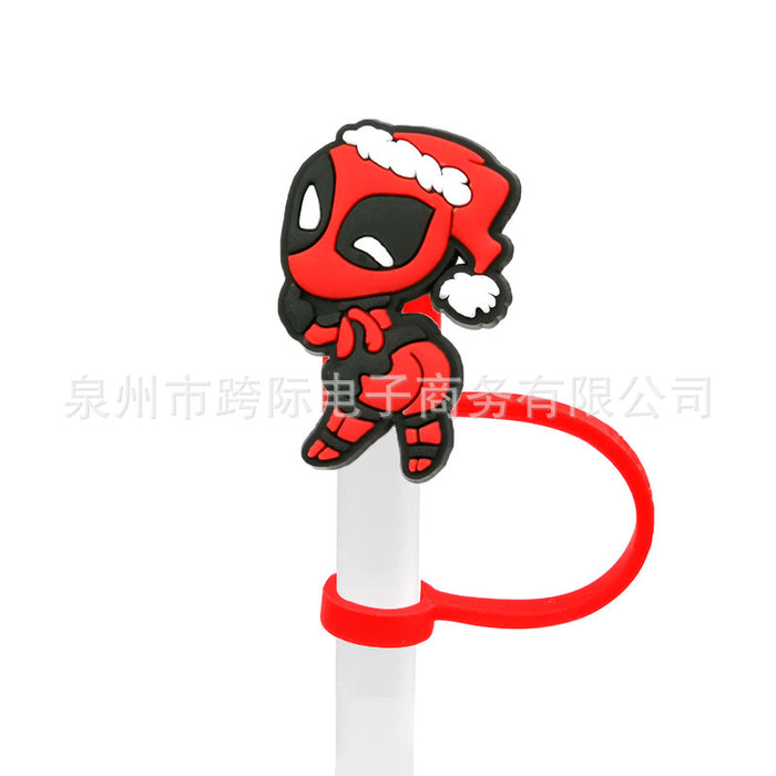 Wholesale Cartoon style straw cover, straw cap, silicone dust stopper, cute anime party straw decoration