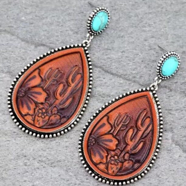 Wholesale Vintage Ethnic Drop Turquoise Alloy Earrings - Chic Boutique Resale MOQ≥2