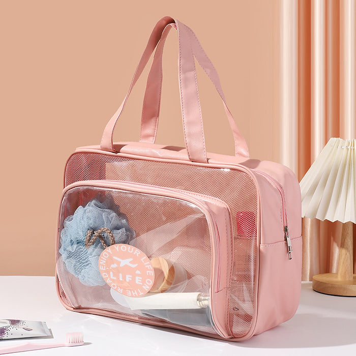 Wholesale PVC wash bag, hand-held single shoulder dry wet separation bag, waterproof makeup and wash storage bag