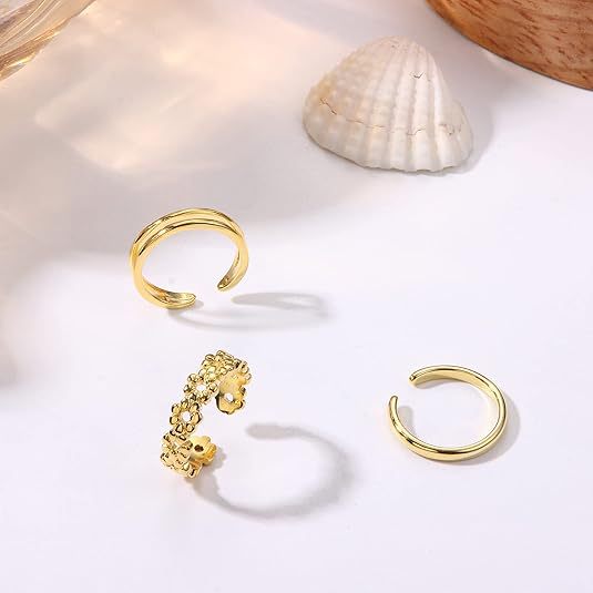 Wholesale Simple opening adjustable ring, electroplated real gold living ring set, foot ring