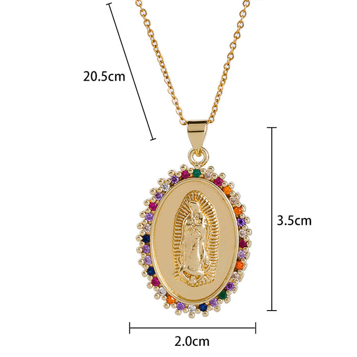 Wholesale Copper Micro-Inlaid Colored Zircon Pendant Necklace JDC-NE-ShangY033