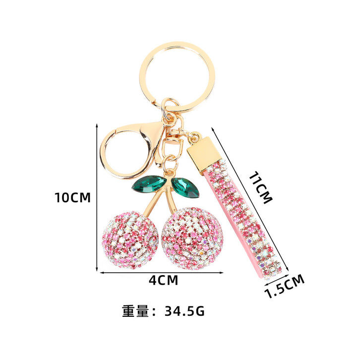 Wholesale Modern minimalist cherry keychain with diamonds