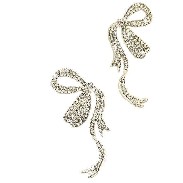 Wholesale butterfly ribbon light luxury full diamond earrings s925 silver needle earrings