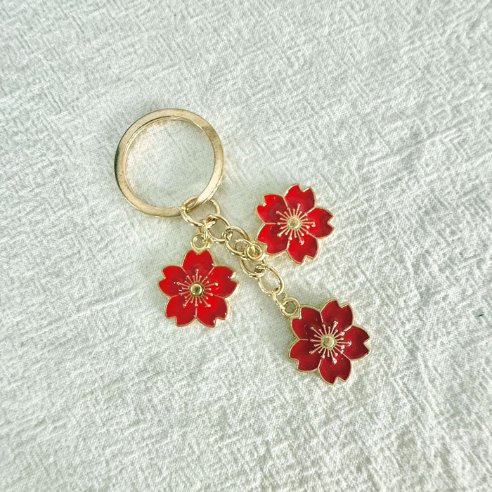 Wholesale Sweet cherry blossom keychain flower flower metal handbag backpack pendant decoration accessories