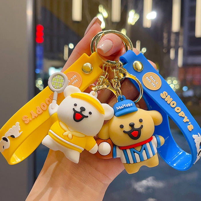 Wholesale PVC Cartoon Line Puppy Badminton Keychain Bag Charm Gift