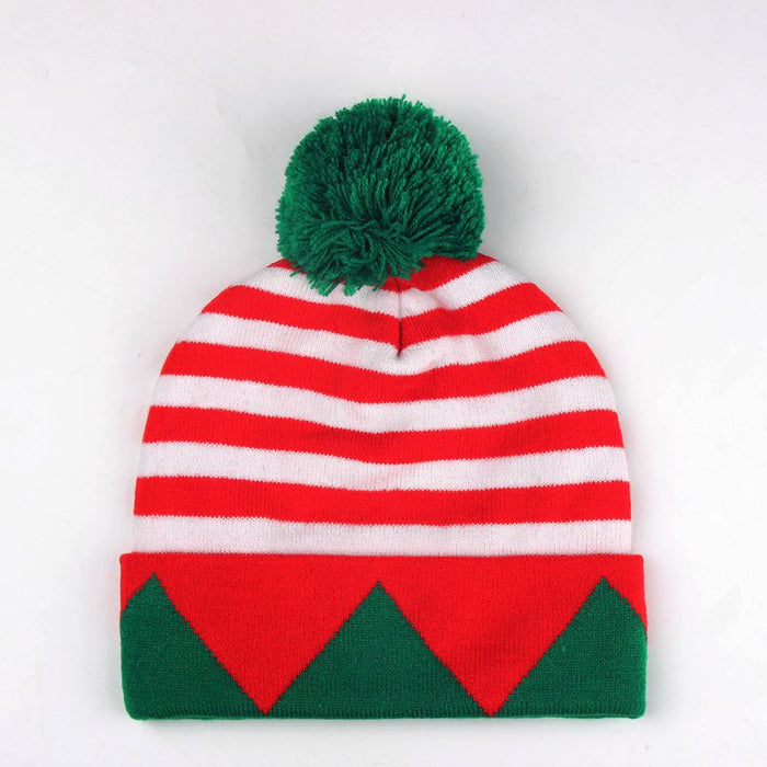 Wholesale  Gift Hat Round Jacquard Hat Acrylic Knitted Hat Red Wool Christmas Hat Christmas Knitted Hat