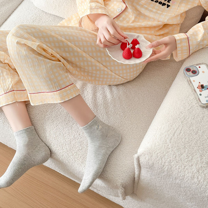 Wholesale Socks Embroidered Short Tube Sweat Absorbing Breathable Cotton Socks Thin