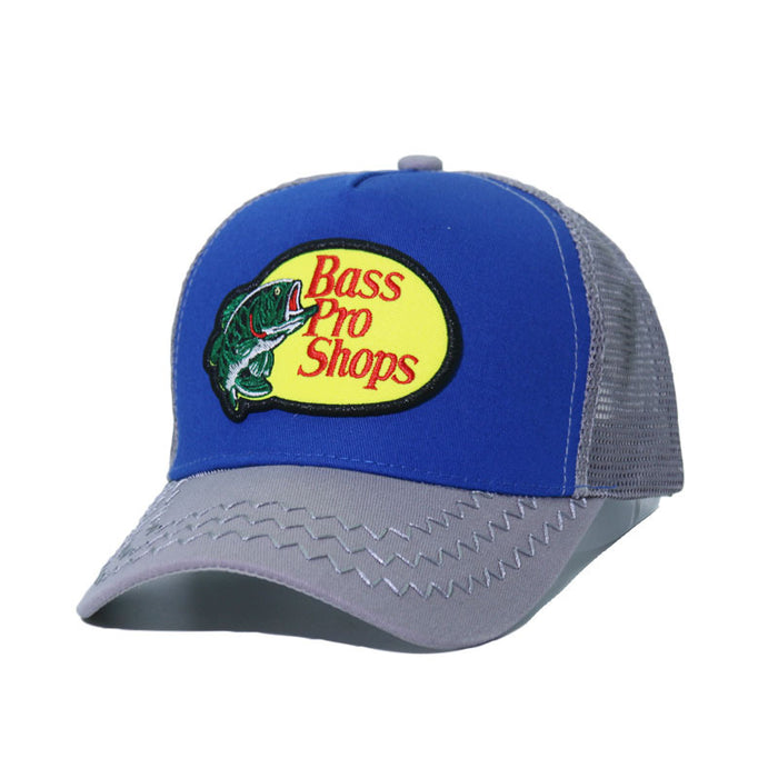 Wholesale Bass fish embroidery baseball cap summer breathable men's and women's sunshade cap patch sun hat