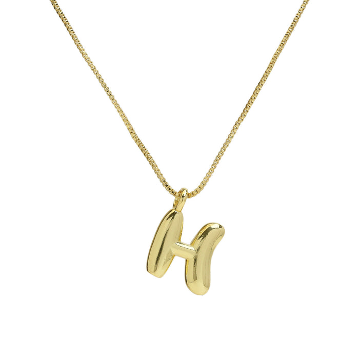 Wholesale 18k Brass Glossy Balloon 26 English Letters Necklace JDC-NE-BaiYi004