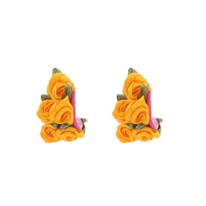 Wholesale Fabric Design Earrings Colorful C-shaped Flower Studs JDC-ES-Gute060