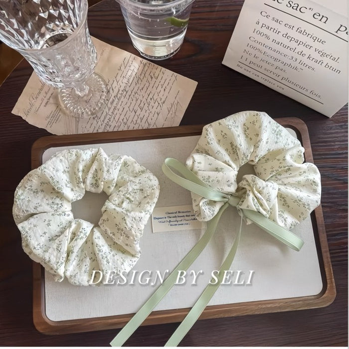 Wholesale bean paste green large hair ring cotton bow ribbon girl headdress for women