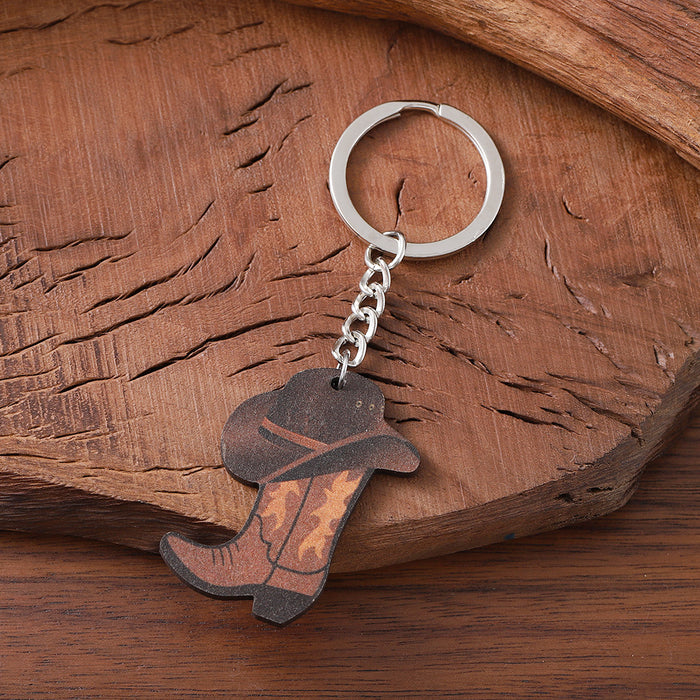 Wholesale Western Keychain Wooden Pendant