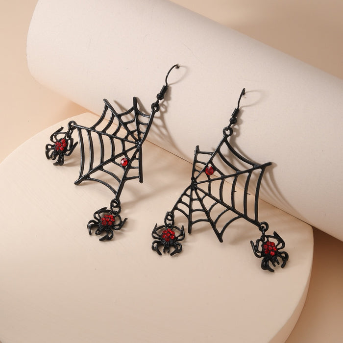 Wholesale Halloween Nightclub Diamond-encrusted Spider Web Earrings Women's Earrings