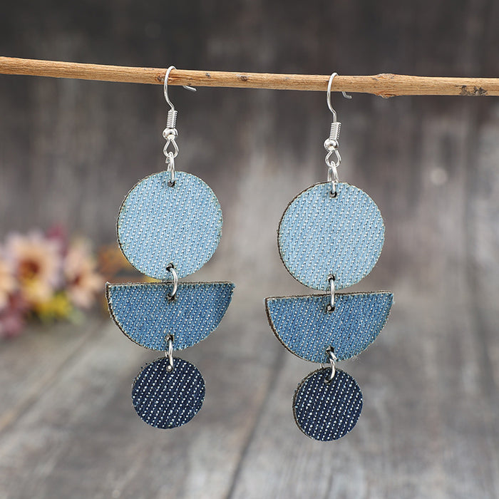 Wholesale geometric patchwork multi-layer fashion earrings