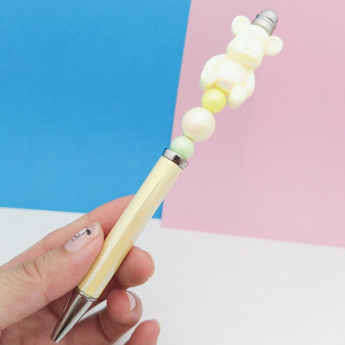 Wholesale Plastic Cartoon DIY Bead Pen Cute Bear Decompression Tube Bead Pen JDC-PN-GanCai004