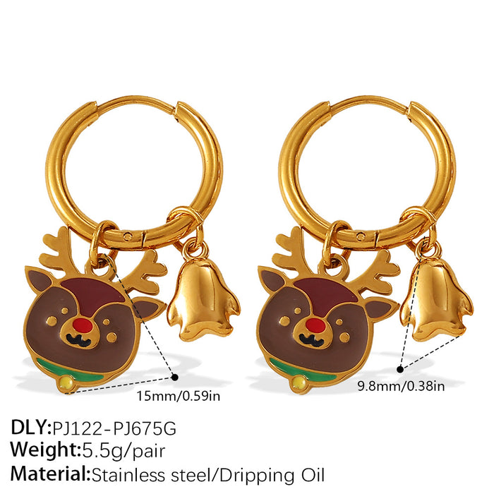 Wholesale Christmas Collection Gingerbread Man Pendant Earrings Stainless Steel