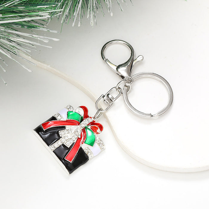Wholesale Electroplated Metal Christmas Keychain – Gold  Pendant Gift Bag Charm