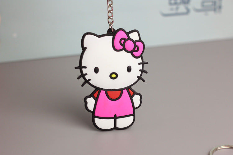 Wholesale  Doll Double-sided Soft Rubber Keychain for Girls Cute Pink Cat Keychain Bag Hanging Ornaments
