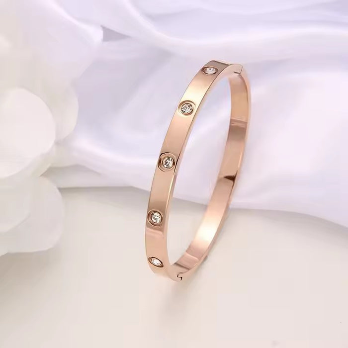 Wholesale Advanced Titanium Steel Buckle Gold Full Diamond Bracelet Non Fading Jewelry