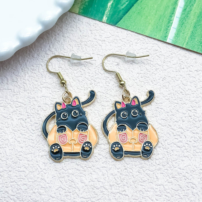 Wholesale Halloween Kitten Alloy Earrings JDC-ES-Oulu007