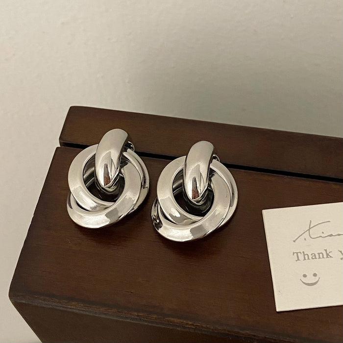 Wholesale Chic Metallic Hoop Stud Earrings