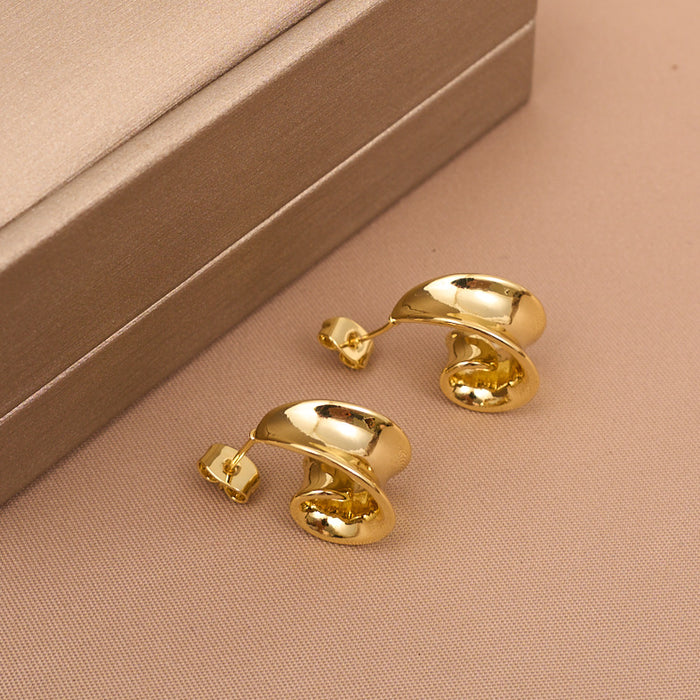 Wholesale Irregular Earrings Wide SurfaCe C-shaped Ear Hoop Glossy High Sense Earrings