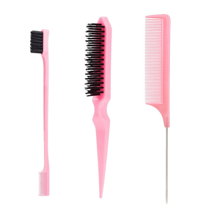 Wholesale 5 Piece Plastic Hair Styling Tool Set With Tail Comb And Brow Brush For Boutique Resale