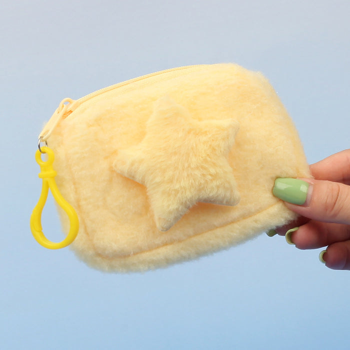 Wholesale Star Shaped Plush Pouch Boutique Coin Purse Earphone Bag Creative Pendant Gift
