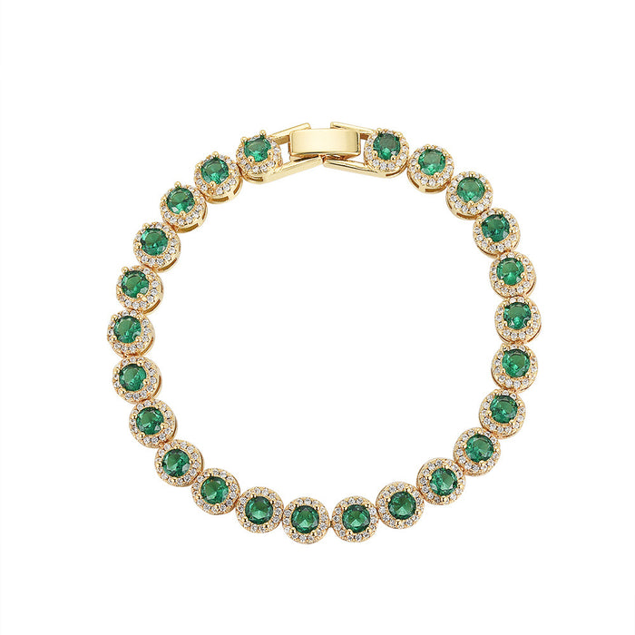 Wholesale Gold-plated Emerald Tennis Bracelet Full Diamond Zircon Bracelet