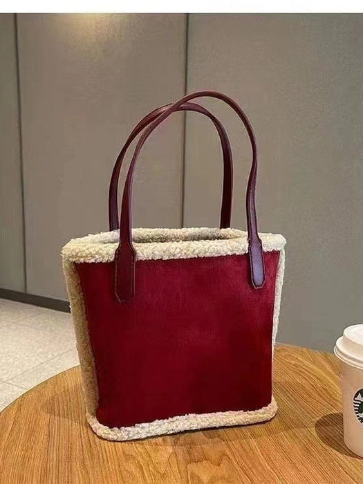 Wholesale Large-capacity plush frosted handbag for autumn and winter