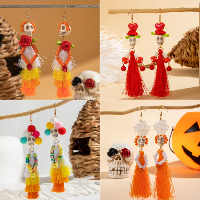 Wholesale Resin Skull Earrings Punk Hip Hop Handmade Jewelry Accessory MOQ≥2