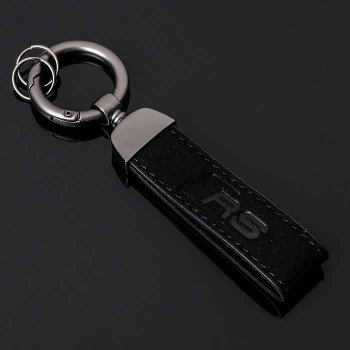 Wholesale Suede car logo keychain, steel stamp, Audi Volkswagen keychain, hanging accessory