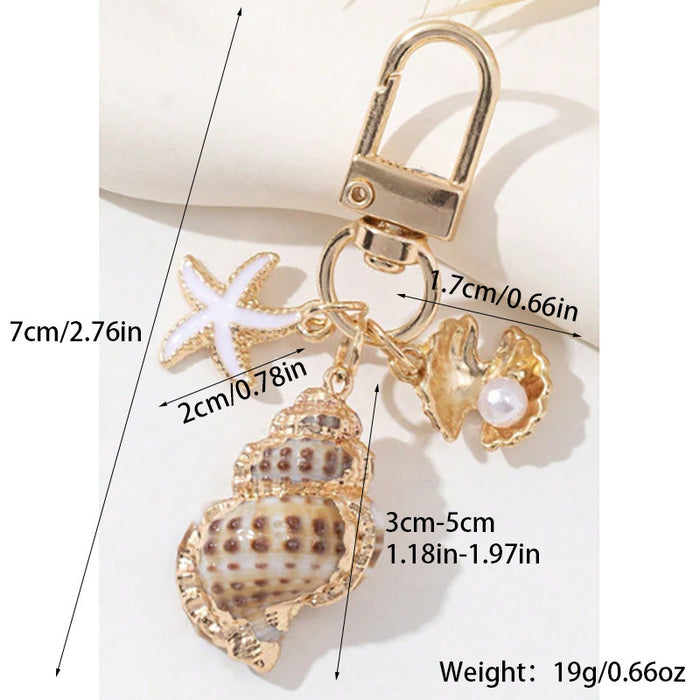 Wholesale Fashionable natural shell keychain, simple and high-end, conch imitation pearl bag pendant