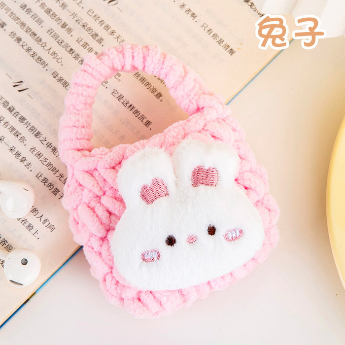 Wholesale Plush Woven Coin Purse Earphone Bag Cute Girl's Heart Jewelry Storage Bag