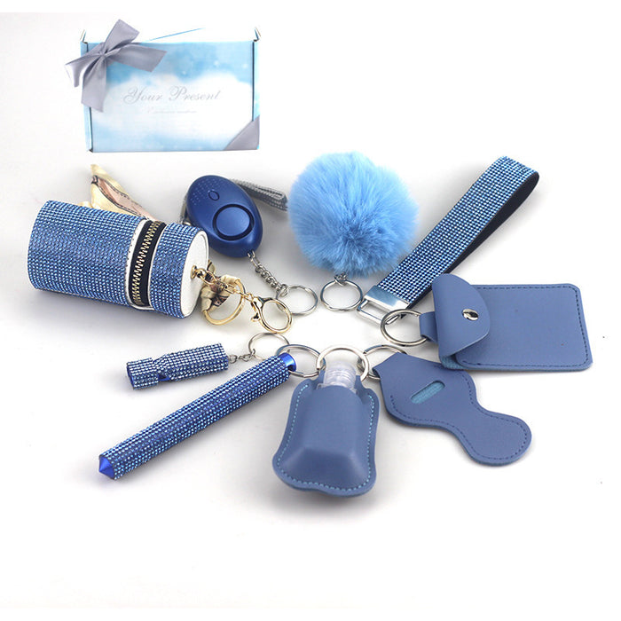 Wholesale Multifunctional Leather Pom Pom Keychain Diamond 9-piece Set JDC-KC-TouMS046