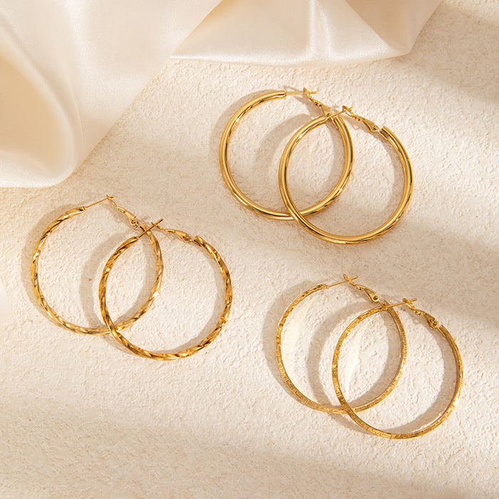 Wholesale Love pentagram earrings, exaggerated large earrings, high-end stainless steel earrings, gold-plated round earrings