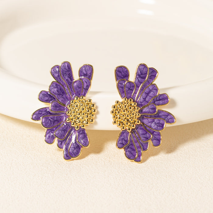 Wholesale Fashionable flower earrings for women with a sense of luxury and temperament, floral earrings