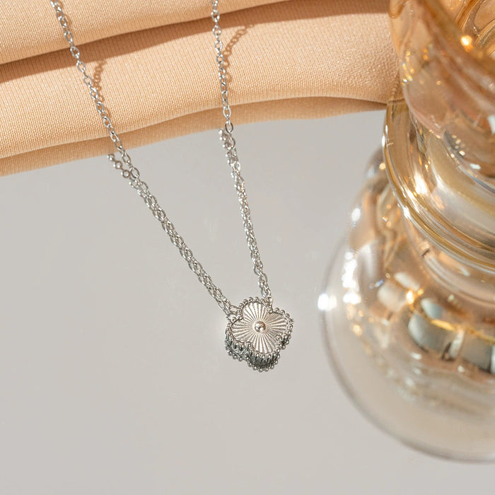 Wholesale Stainless Steel Double-Sided Four-Leaf Clover Necklace Women Titanium Steel