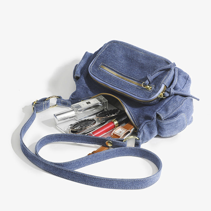 Wholesale Vintage Blue Denim Multi-Pocket Crossbody Bag JDC-SD-KuaiKe008