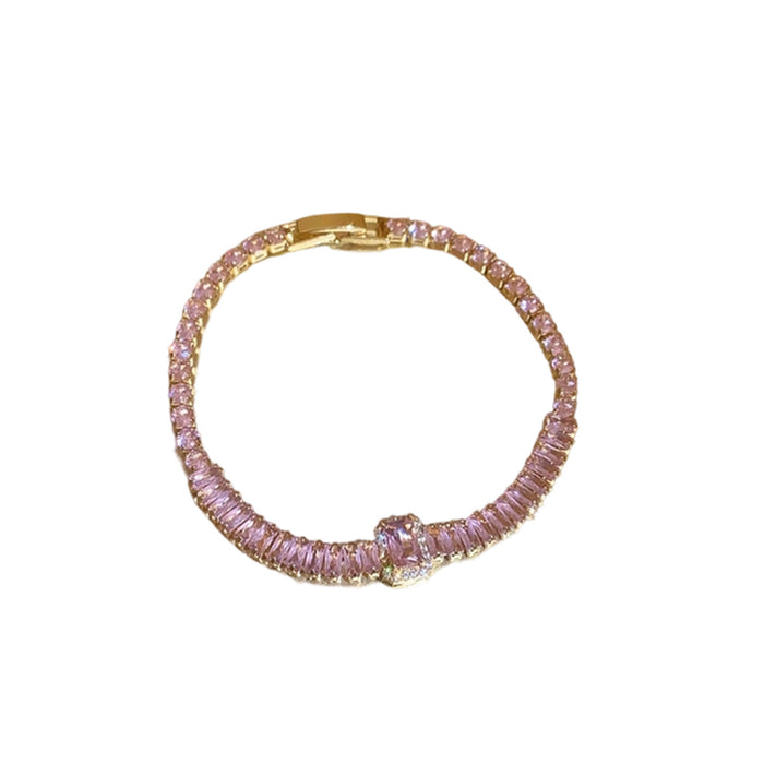 Wholesale Geometric Square Round Clasp Bracelet with Zircon Trendy Jewelry Accessory