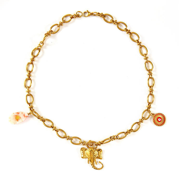 Wholesale Fashionable original scallop necklace with oil dripping eyes, sea scallop stainless steel chain hanging pendant necklace