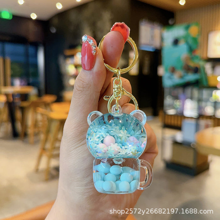 Wholesale Colored Beads Oiled Acrylic Quicksand Keychain JDC-KC-YuS001