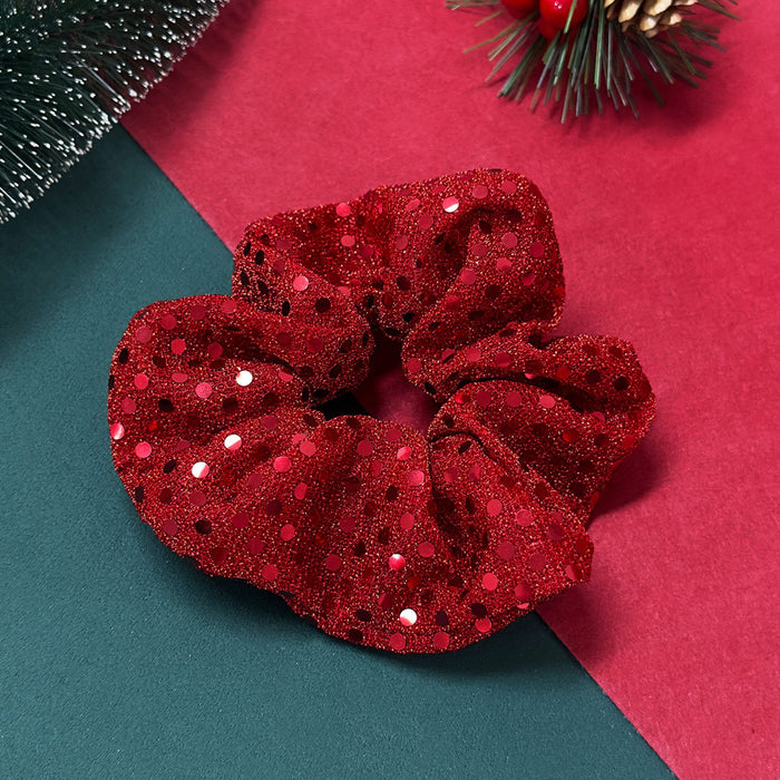 Wholesale Polka dot sequined mesh large intestine hairband high elastic ponytail female high-grade fabric headband Christmas hair accessories