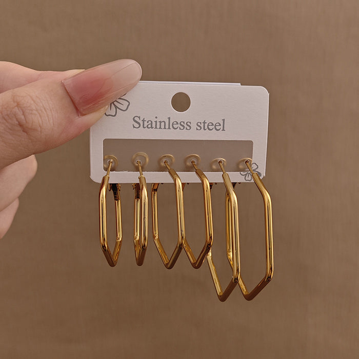 Wholesale Love pentagram earrings, exaggerated large earrings, high-end stainless steel earrings, gold-plated round earrings