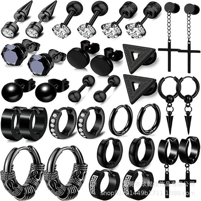 Wholesale 16 pairs of earrings set with stainless steel cross earrings